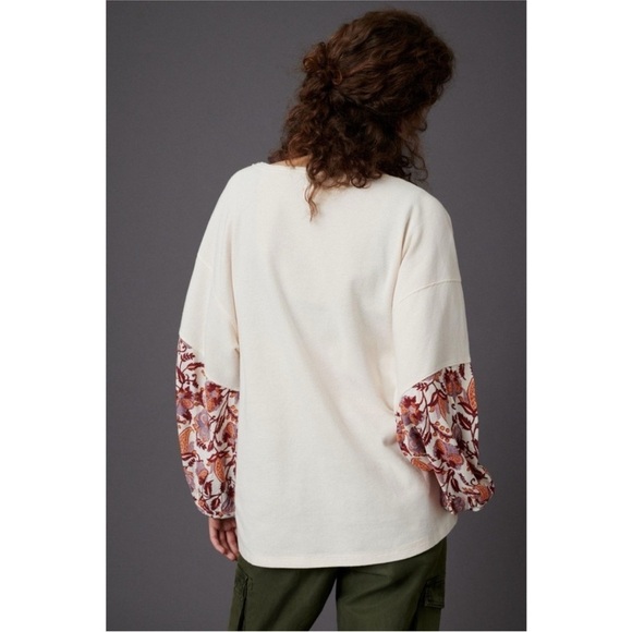 Anthropologie Annette Waffle Thermal Knit
Contrast Sleeve Top in Ivory Small - Picture 3 of 16